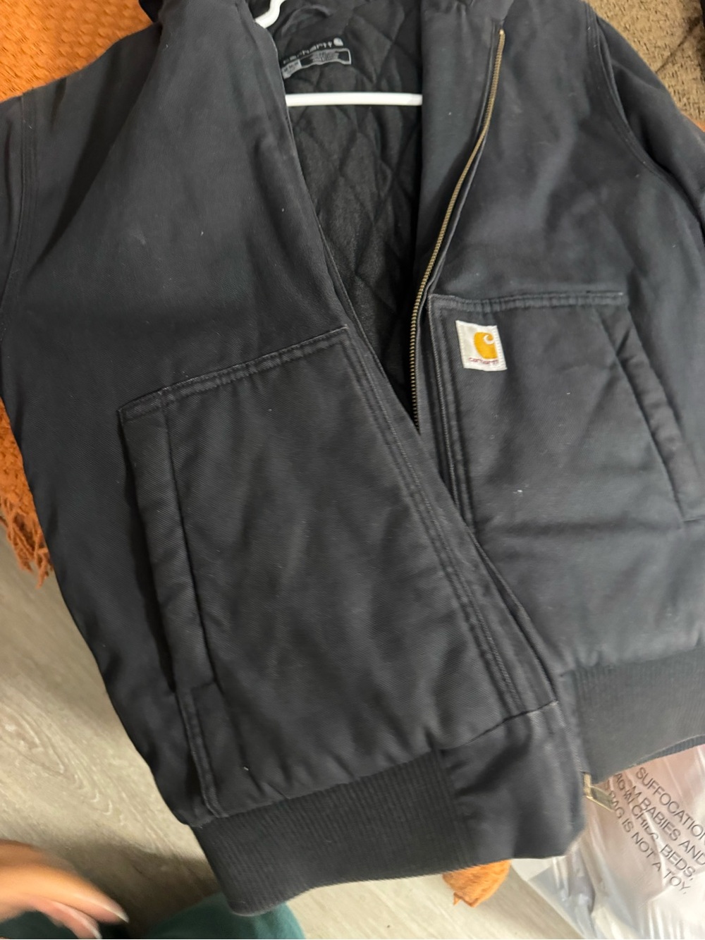 Carhartt Black Quilted Work Vest with Logo Patch